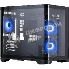 Компьютерный корпус 1STPLAYER UVIEW UV5 ARGB черный mATX 3x120мм ARGB fans UV5-BK-2FC7R-1FC7