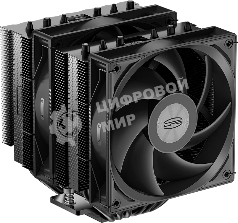 Кулер для процессора PCCooler RT620 BK (250W, 4-pin PWM, 157mm, Al/Cu, 6x6mm, 2x120mm, 73.32CFM, 34.9dBA, 2200RPM, S: 1851/1700/1200/115X, AM5/AM4, black)