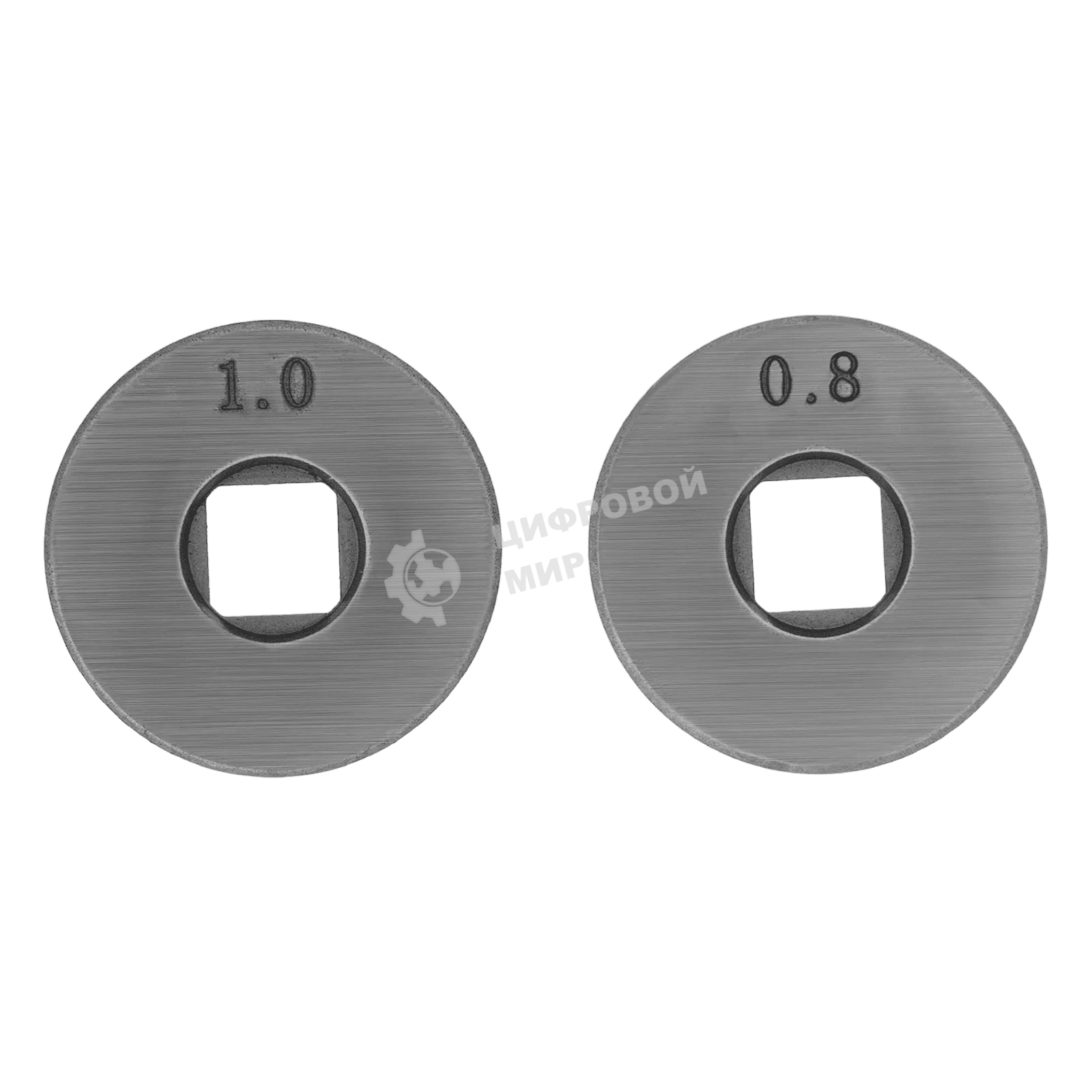 Подающий ролик Denzel V профиль под стальную проволоку 0,8-1 мм, посадка квадрат, 2 шт