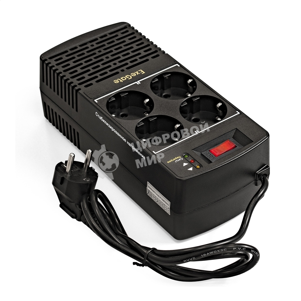 Стабилизатор ExeGate Power AD5000-1200 (1200VA/600W, диапазон 150...280В, 4 евророзетки)