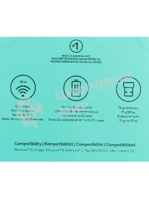 Мышь беспроводная Logitech M171 синий, 1000 dpi, радиоканал, USB, кнопки - 3