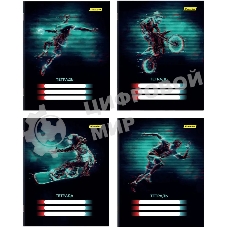 Набор тетрадей Silwerhof 2001670 18 листов, клетка, A5, Спорт 4 дизайна, мелованный картон, водный лак, скрепка (упаковка: 4шт)