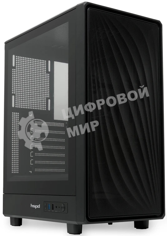 Компьютерный корпус без блока питания HSPD M510, Mesh Mid Tower, черный, TG, 0.5 SPCC, no fans ATX, mATX, mITX 180/280/160мм 1x2.5