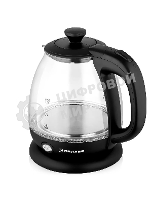 Чайник электрический BRAYER BR6106, 1100 Вт, 1 л, стеклянный, автоотключение, подсветка, черный