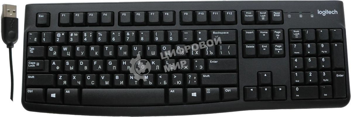Клавиатура проводная Logitech K120 for business, USB черный (неоригинальная гравировка)