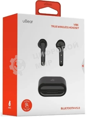 Наушники TWS uBear Vibe черный, вкладыши, Bluetooth, до 4 ч