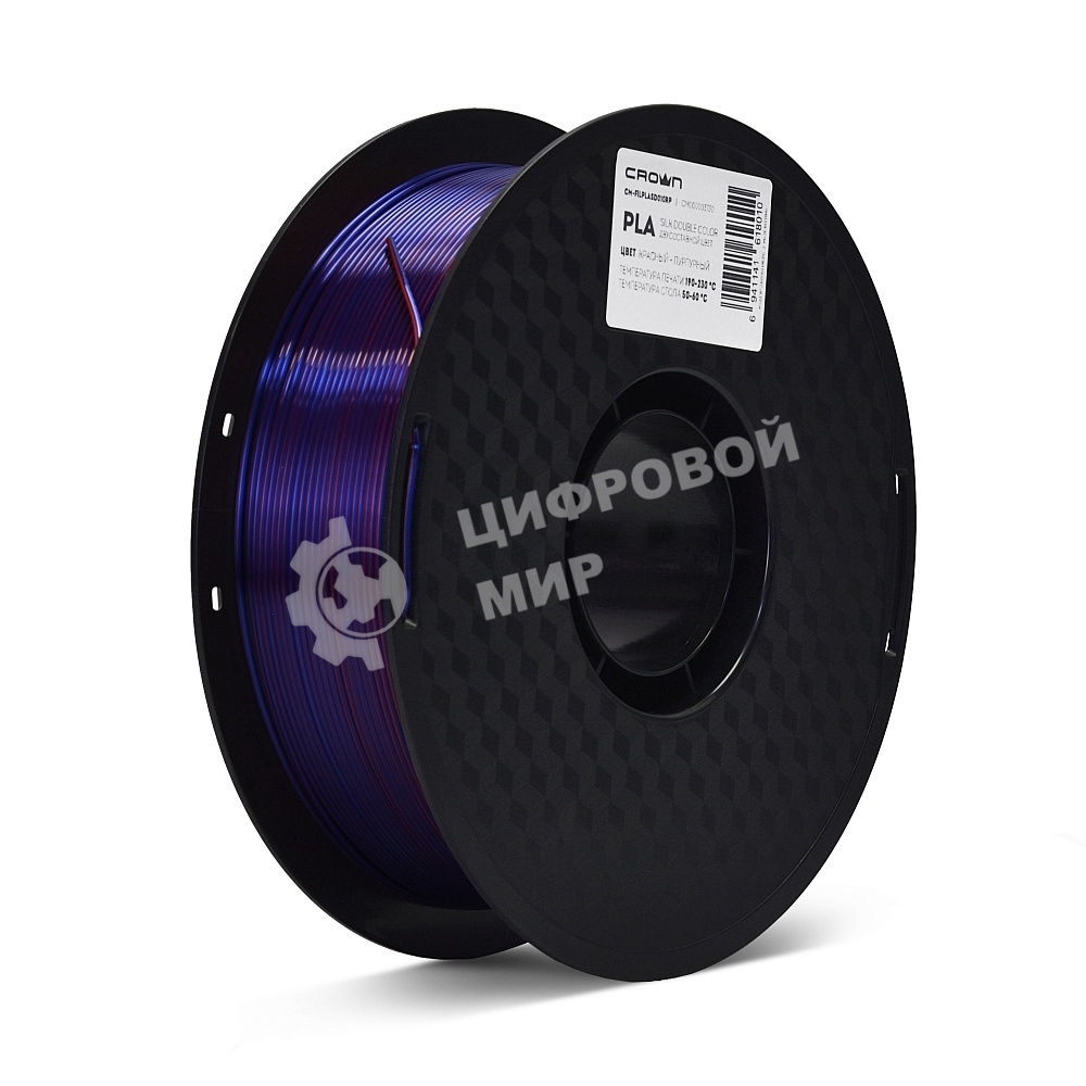 Филамент Crown Micro CM-FILPLASD010RP PLA Silk двойной 1.75 1кг красный-пурпурный