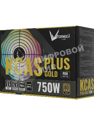Блок питания Aerocool/Formula ATX 750W AC KCAS PLUS GOLD 750W RGb 80 PLUS gold (20+4pin) APFC 120мм fan color LED 8xSATA RTL