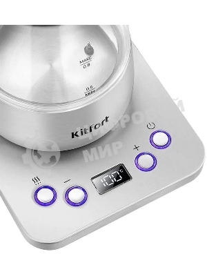 Чайник электрический Kitfort КТ-8707 0.8л. 1300Вт нержавеющая сталь/черный корпус: Металл/стекло/пластик