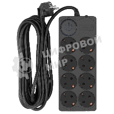 Сетевой фильтр Ippon BK-8-EU-5-16-B 5м (8 розеток) черный (коробка)