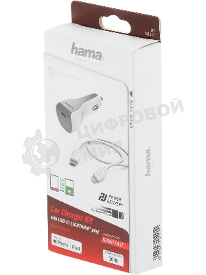 Комплект зарядное устройство Hama H-183317 3A PD для Apple кабель Apple Lightning/Type-C белый