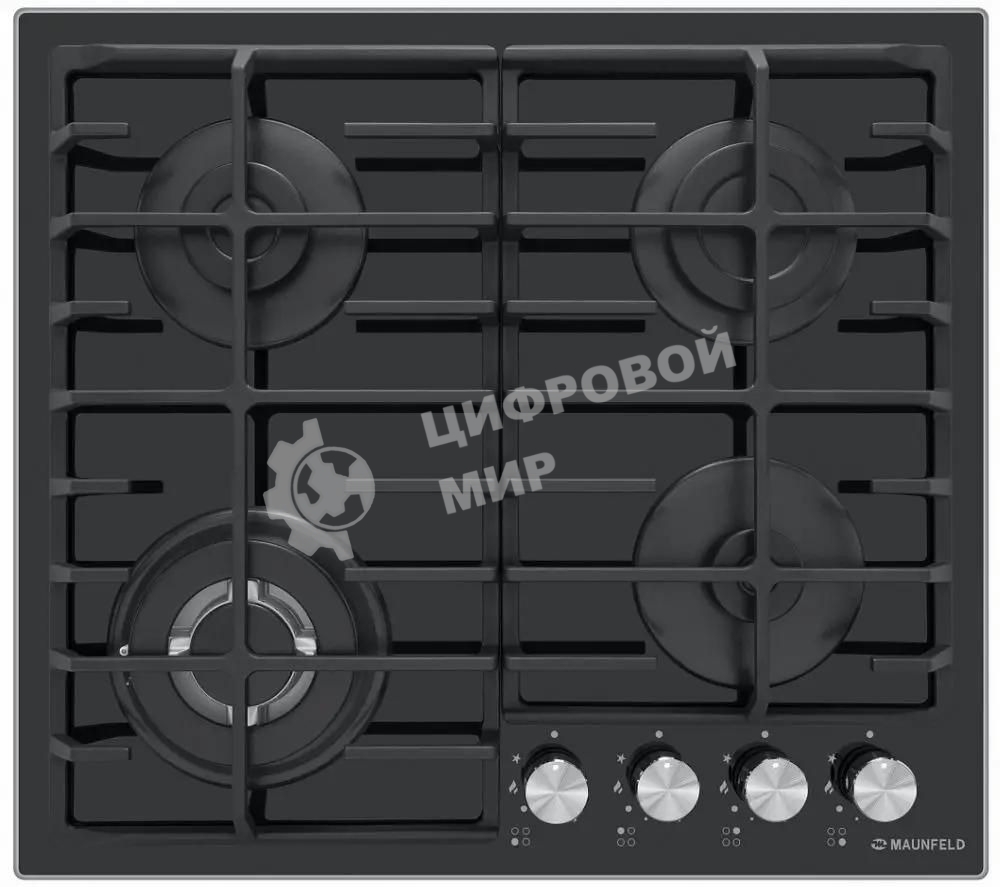 Газовая варочная панель Maunfeld EGHG.64.63CB/G, 4 конфорки, закаленное стекло, черный