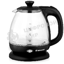 Чайник электрический BRAYER BR6106, 1100 Вт, 1 л, стеклянный, автоотключение, подсветка, черный