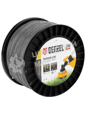 Леска для триммера Denzel двухкомпонентная звезда, 2,4 мм х 260 м, на DIN катушке EXTRA CORD