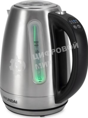 Чайник электрический Hyundai HYK-S8408 1.7 л, 2200 Вт, серебристый матовый/черный (корпус: нержавеющая сталь)