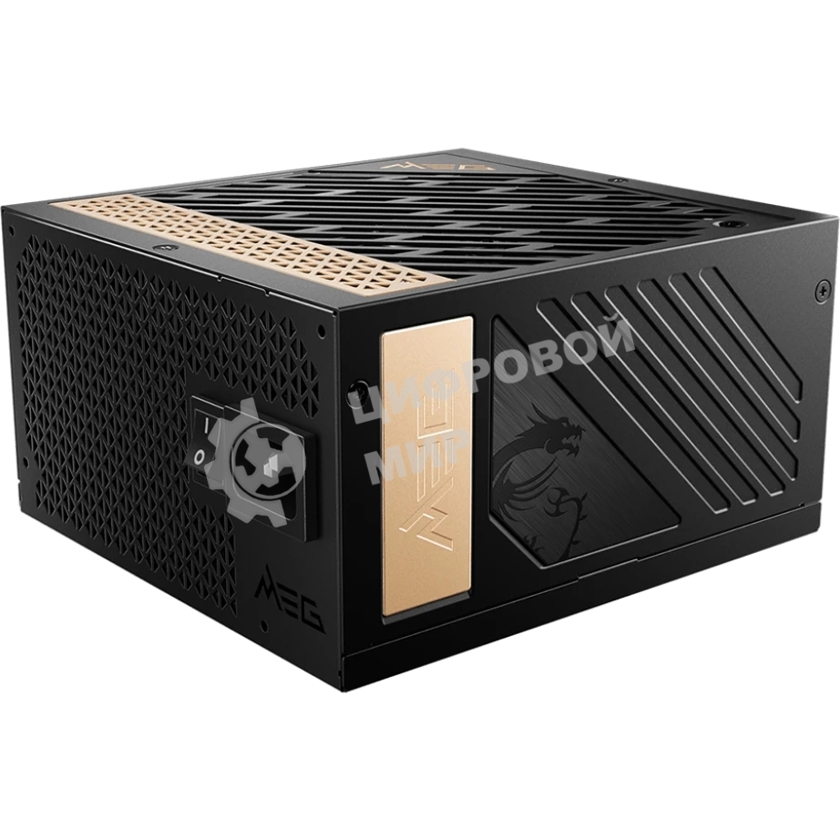 Блок питания MSI MEG Ai1300P (306-7ZP4A11-CE0), 1300Вт, 80 PLUS Platinum, 120мм, модульный, черный/золотой