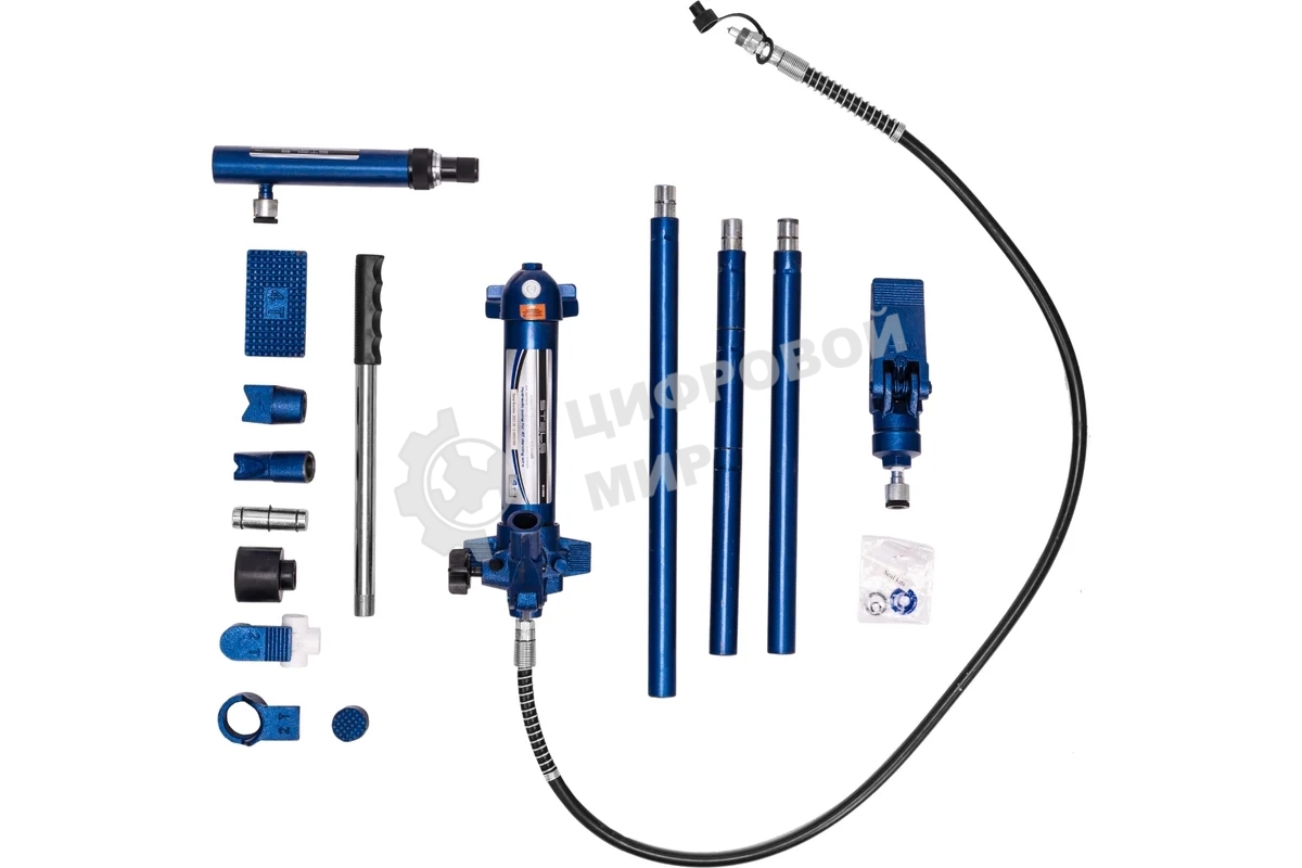 Растяжка гидравлическая Stels 51352 4 т, набор из 17 предметов, 7 сменных насадок, в метал. кейсе
