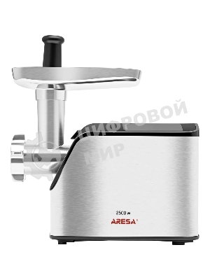 Мясорубка электрическая ARESA AR-2107 серебристый, 2500 Вт, 2.8 кг/мин, реверс, защита от перегрузки, насадки - 5