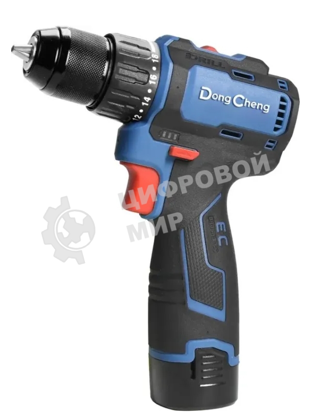 Дрель-шуруповерт DongCheng DCJZ1604, 16 В, 2 Ач, 40 Нм, бесщеточный