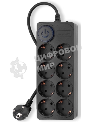 Сетевой фильтр Ippon BK-8-EU-5-16-B 5м (8 розеток) черный (коробка)