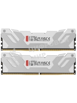 Оперативная память Kingston Fury Renegade, DDR5, 32Gb (2x16GB), 7600MHz, CL38, DIMM, с радиаторами, белый/серебристый