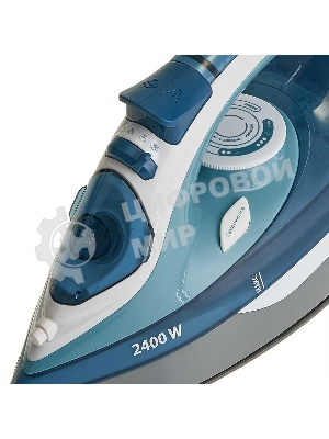 Утюг Delta LUX DL-712 белый с серо-голубым, 2400 Вт, 30 г/мин, 150 г/мин, 350 мл
