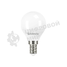 Лампа светодиодная Defender P45-8W-830-E14 шар, 3000 К, теплый белый, 1 шт.