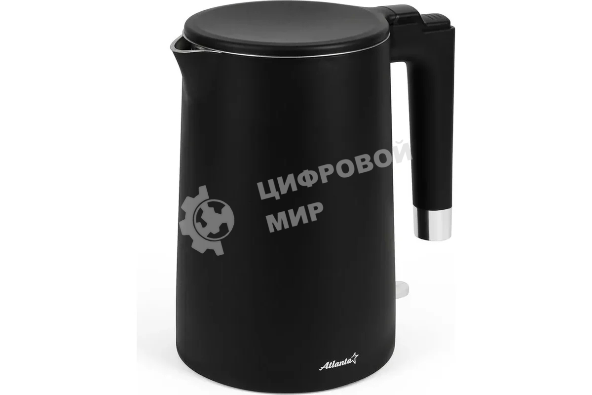 Чайник электрический Atlanta ATH-2449 черный 1.7 л, нержавейка, двухстенный