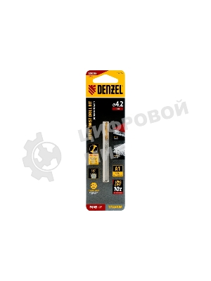 Сверло спиральное по металлу Denzel 4,2 x 75мм, Р6М5, Golden Tip