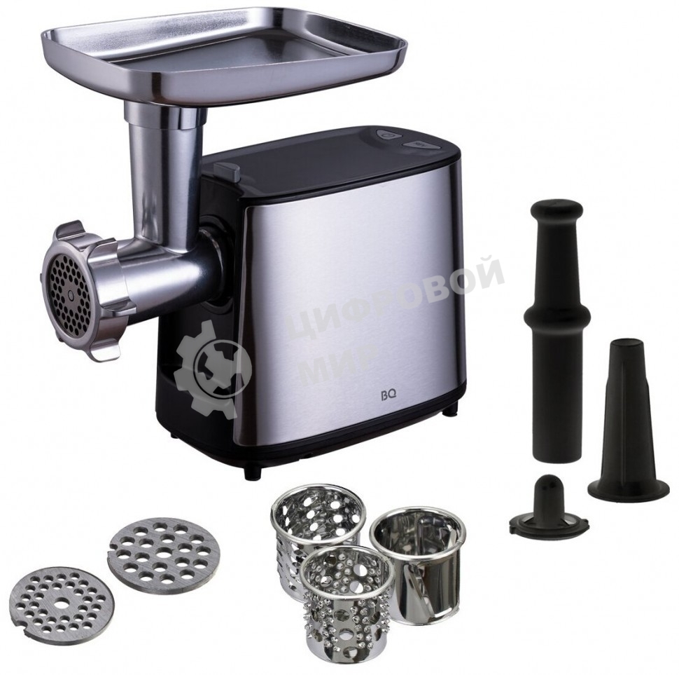 Мясорубка электрическая BQ MG1000 черный, 2100 Вт, 2.4 кг/мин, реверс, защита от перегрузки, насадки - 7
