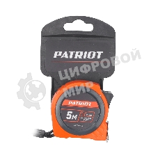 Рулетка PATRIOT MTP-5-19, магнит, 2сторон.зацеп, антиблик.нейлон.покрытие, крупн.шрифт, двусторон.белая лента, 5м*19 мм
