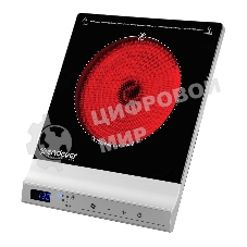 Плитка электрическая со стеклокерамической поверхностью Endever Skyline DP-71, черный/серебристый, мощность 2000 Вт, 10 уровней мощности, 5 шт/уп