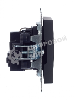 Розетка 1-местная IEK BRITE 16А РС14-1-0-БрГ с заземлением, с защитными шторками, 16А, графит