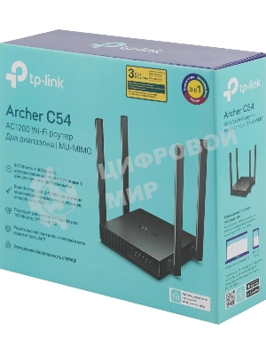 Роутер беспроводной TP-Link Archer C54 AC1200 10/100BASE-TX черный