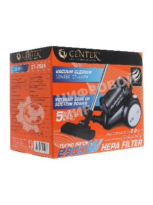 Пылесос Centek CT-2524 черный/серый, 420/2300 Вт, уборка сухая, пылесборник контейнер 2 л