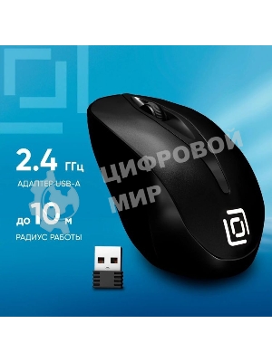 Мышь беспроводная Oklick 675MW черный, 800 dpi, радиоканал, USB, кнопки - 3