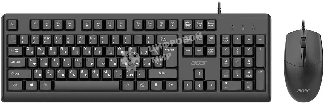 Комплект клавиатура+мышь Acer OCC500 проводной, USB, 1200 DPI, черный