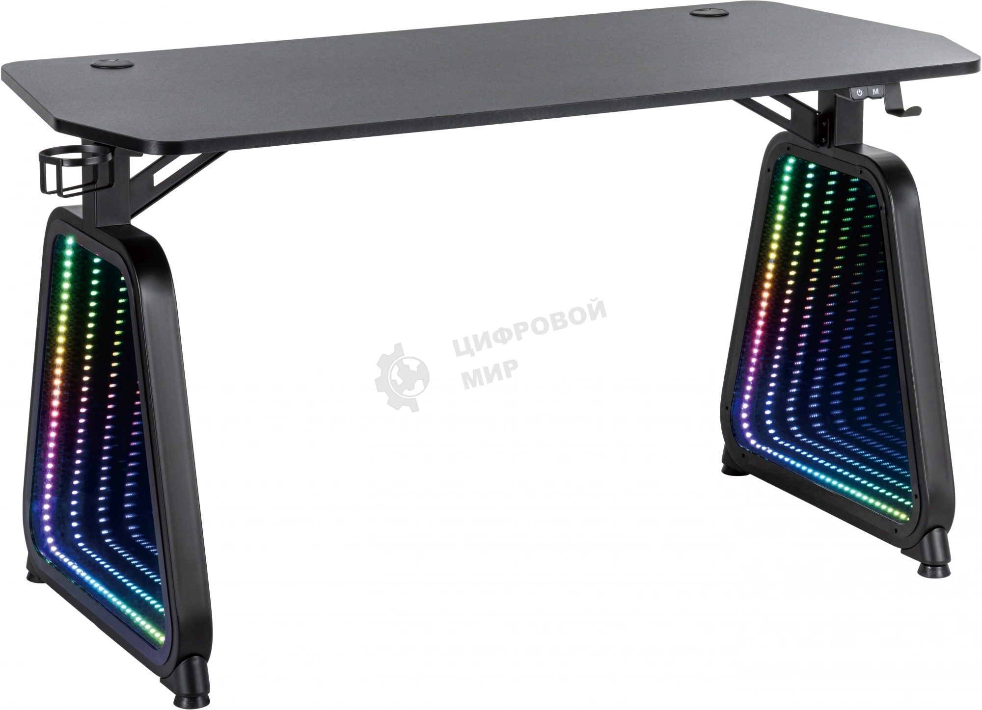 Стол игровой Cactus CS-GMD-BK-RGb столешница МДФ, черный каркас черный 136x60x75 см