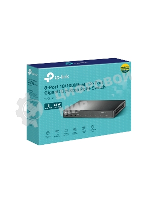 Настольный коммутатор TP-Link TL-SL1311P, 8 портов 10/100 Мбит/с с поддержкой PoE+, 2 гигабитных порта без поддержки PoE, 1 порт SFP, 802.3af/at, бюджет PoE — 65 Вт, стальной корпус