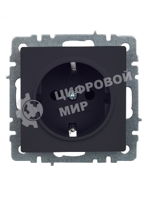 Розетка 1-местная IEK BRITE 16А РС14-1-0-БрГ с заземлением, с защитными шторками, 16А, графит