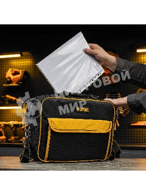 Сумка для инструмента Denzel 400х170х300 мм, 3 отделения, 28 карманов, наплечный ремень