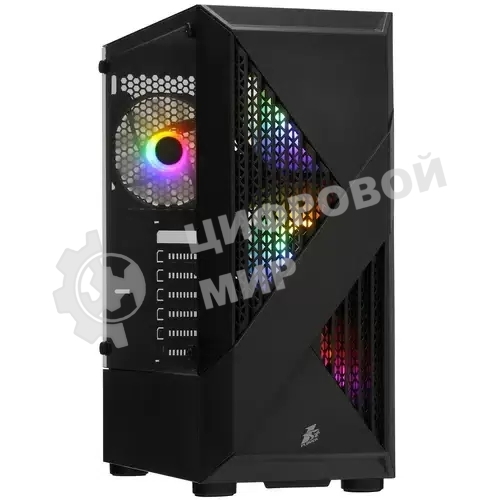 Компьютерный корпус 1STPLAYER FIREROSE F3-A черный ATX, TG 4x120мм LED fans inc. F3-A-BK-4F1