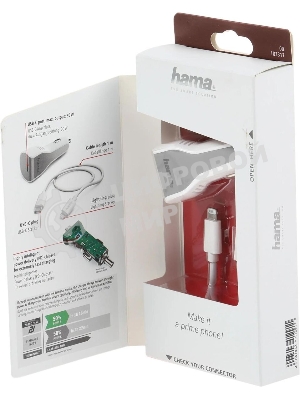 Комплект зарядное устройство Hama H-183317 3A PD для Apple кабель Apple Lightning/Type-C белый
