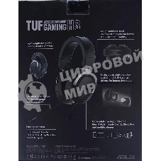 Гарнитура ASUS TUF Gaming H3 чёрный/серый, проводная, mini jack 3.5 мм, регулятор громкости, отключаемый микрофон