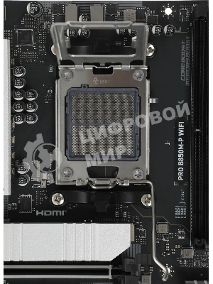 Материнская плата MSI PRO B850M-P WIFI, AM5, AMD B850, 4xDDR5, 4xSATA, 3xM.2, 1xPCIe 5.0 x16, 1xPCIe 4.0 x4, 2xPCIe 3.0 x1, 1xHDMI, 2xUSB-C 10Gbps, 1xUSB-A 5Gbps, 1xUSB-A 10Gbps, 4xUSB-A 2.0, 2x3.5 мм, S/PDIF, 1x5Gb LAN, Wi-Fi 7, Bluetooth 5.4, 7.1, mATX