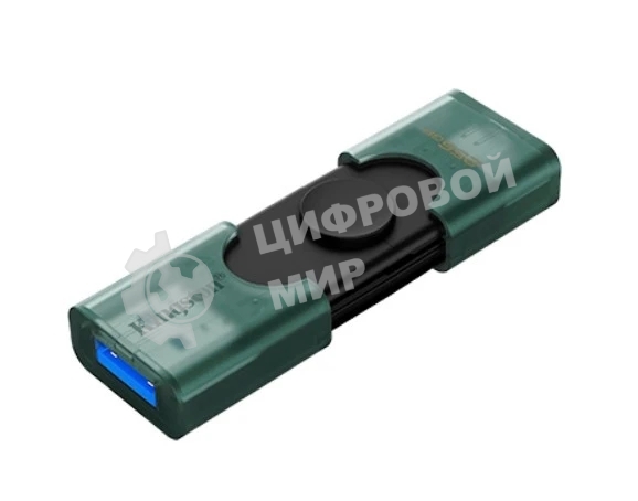 Флешка USB Kingston DataTraveler Duo (DTDEG2/256Gb), 256Gb, USB3.2/Type-C, R/W 150/60, зеленая
