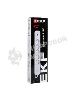 Удлинитель EKF UBA-LUX-503-TC 5х3 м IP20 2USB 2.4А+2type-C LUX 1.5 кв.мм