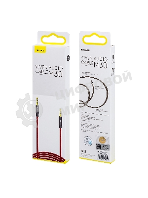Кабель Baseus CAM30-C91 Yiven Audio Cable M30 AUX 3.5мм (M) to AUX 3.5мм (M) 1.5m Red+Black