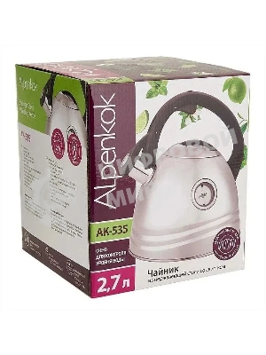 Чайник для плиты ALPENKOK AK-535 из нерж.стали с ОКНОМ 2,7л,со свистком