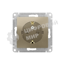 Механизм розетки 1-м СП AtlasDesign с заземл. защ. шторки 16А шампань SchE ATN000545